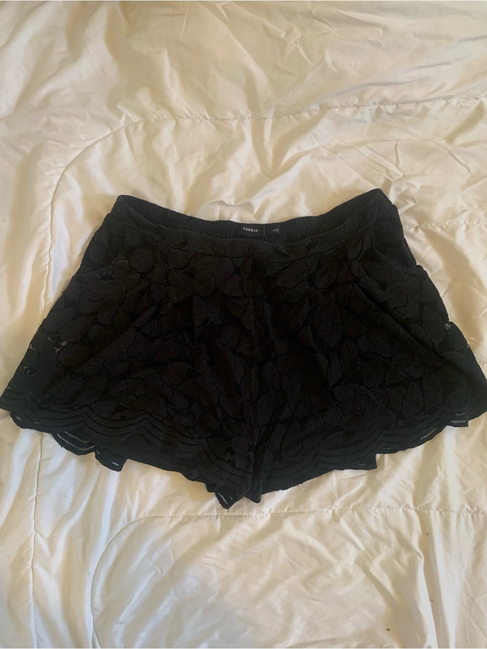 torrid Black Floral Lace Overlay Skort Shorts